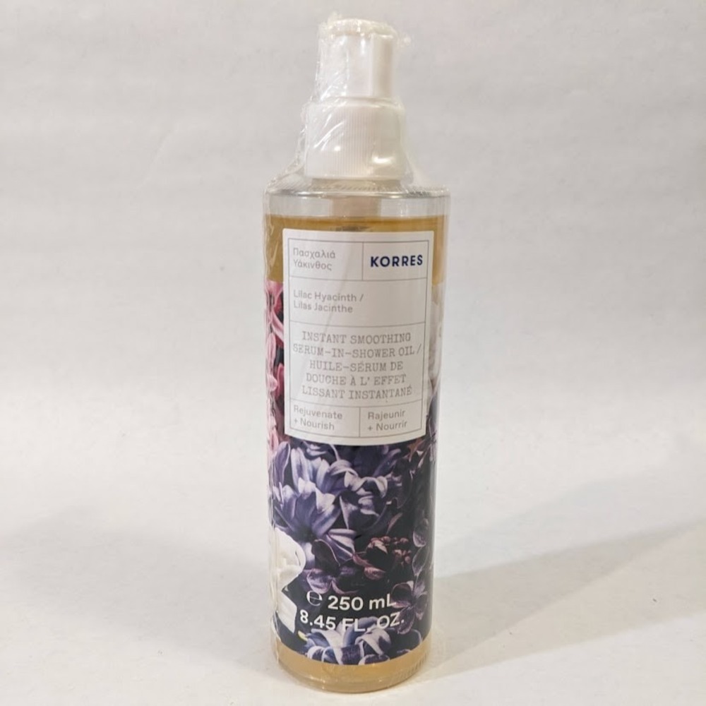 Korres Lilac Hyacinth Instant Smoothing Serum-in-Shower Oil 250ml 8.45 fl oz NEW